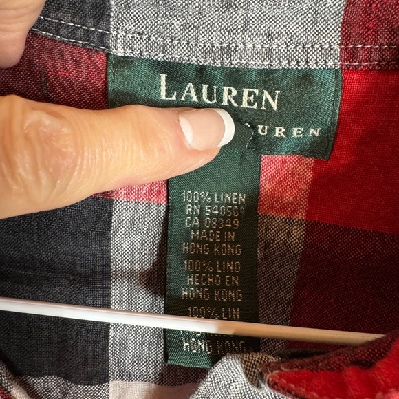 Lauren Ralph Lauren 100% linen checkered design pre-loved size large - Picture 8 of 9